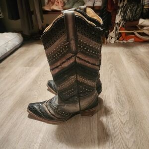 Studded Black and Brown Western Boots